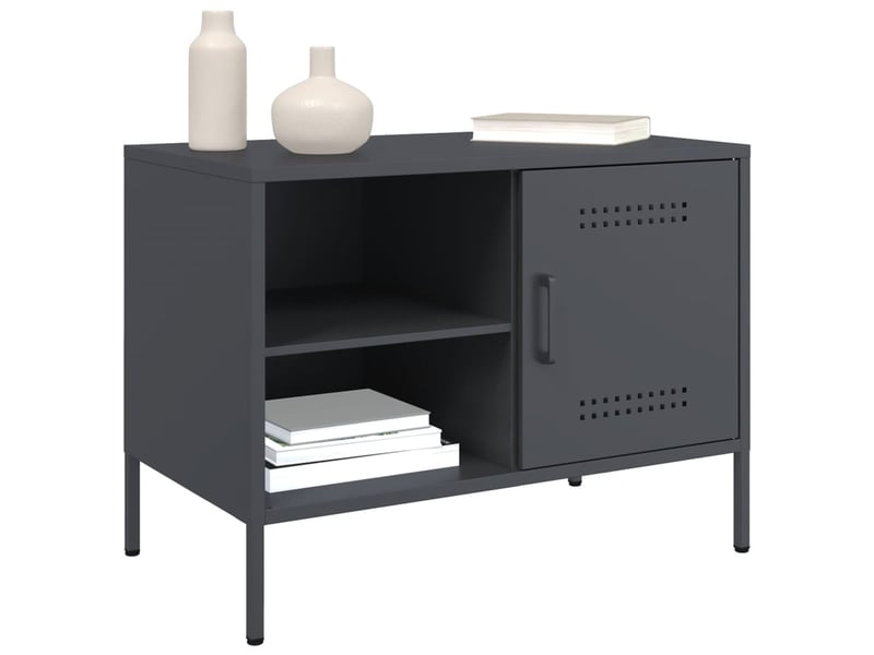  Meuble tv - banc tv - meuble de rangement anthracite 68x39x50,5 cm acier  - Conforama D