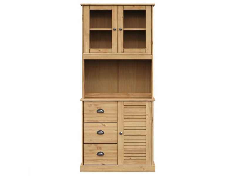 Buffet haut - bahut - meuble de rangement vigo 78x40x175 cm bois massif de pin - Conforama E