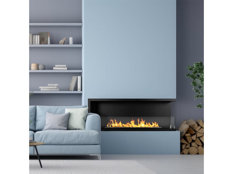 Sutri 120 - cheminée d'angle droite encastrable au bioéthanol 120x45x22,4 cm avec brûleur en acier de 1,25 l - Conforama D