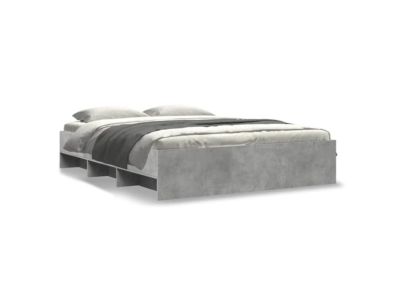  Lit double- lit adulte -  cadre de lit sans matelas gris béton 160x200 cm bois ingénierie  - Conforama A