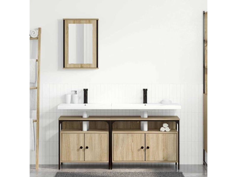 Ensemble de mobilier de salle de bain 3 pièces marron cf64484 - Conforama D