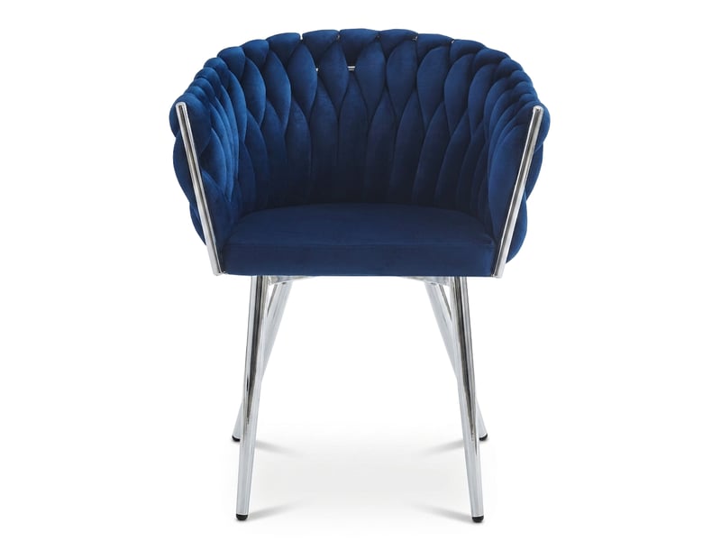  Chaise - leobert - orion - velours bleu marinepieds chromés - 61 x 55 x 79 cm - lot de 2  - Conforama B