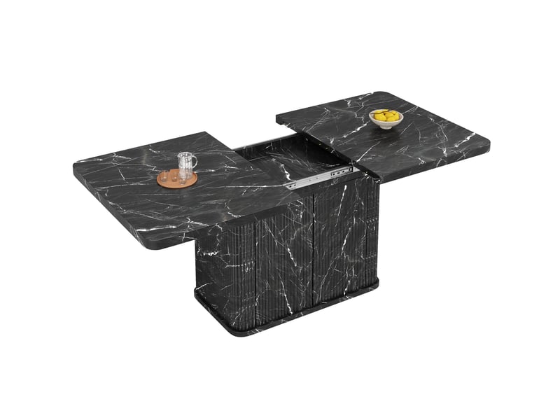  Table à manger extensible avec rangement 140-180x80x76,5 cm effet marbre noir  - Conforama D