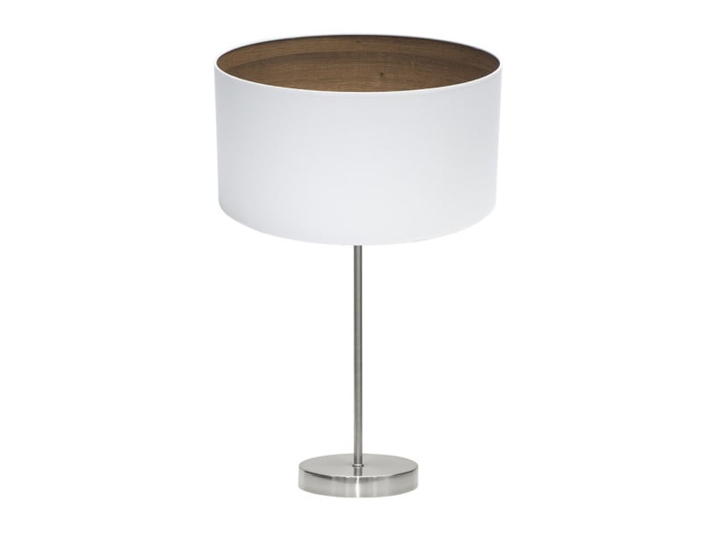  Fabrilamp tatiana grande lampe à poser nickelé blanc effet bois foncé, abat-jour textile finition bois, 1 x e27, 63 cm 189171184 - Conforama A
