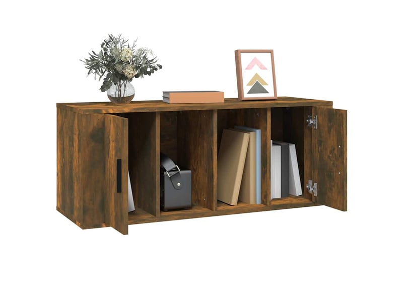  Meuble tv - banc tv - meuble de rangement chêne fumé 100x35x40 cm bois d'ingénierie  - Conforama D