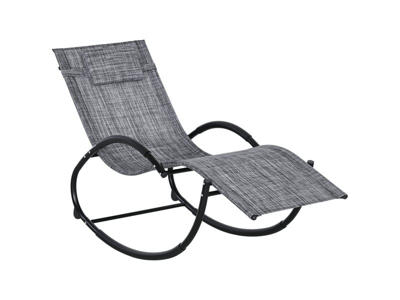 Chaise de jardin, chaise longue à bascule, métal, 61x155x88cm, gris - Conforama B