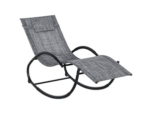 Chaise de jardin, chaise longue à bascule, métal, 61x155x88cm, gris