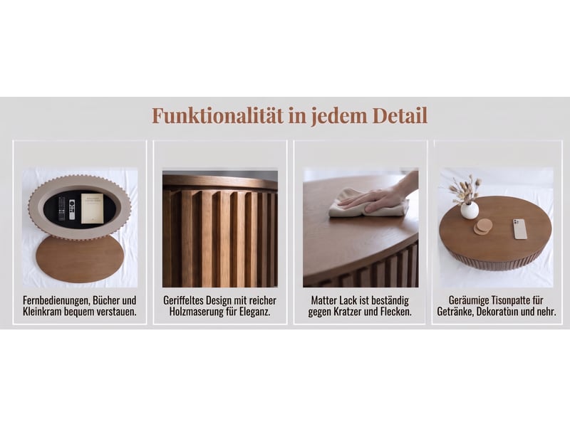  Table basse ovale 98 x 60 cm en bois massif et mdf  - Conforama D