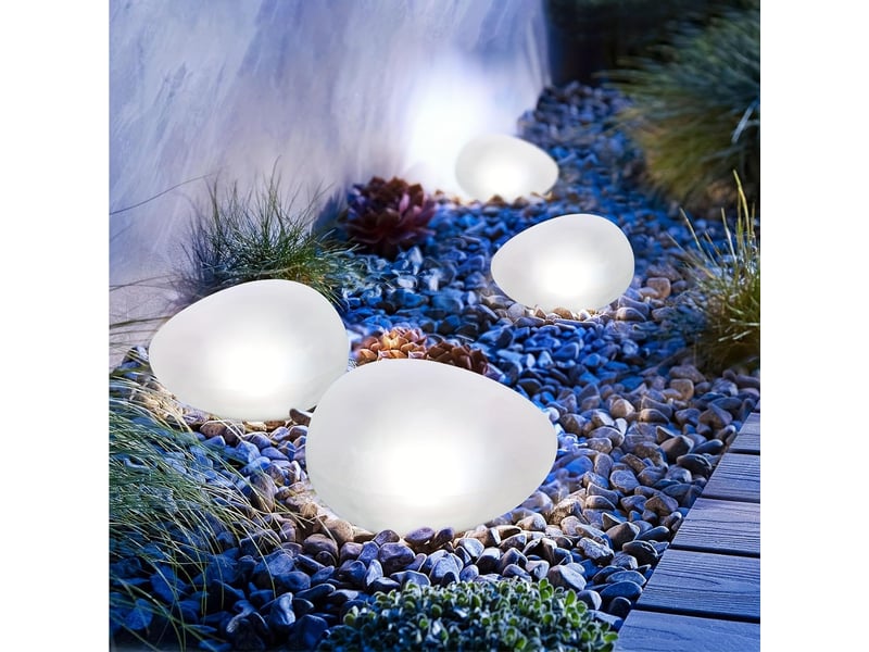  Lot de 10 galets lumineux solaires pour jardin, led étanches – décoration d'allée, pelouse et terrasse-lumière blanche  - Conforama C
