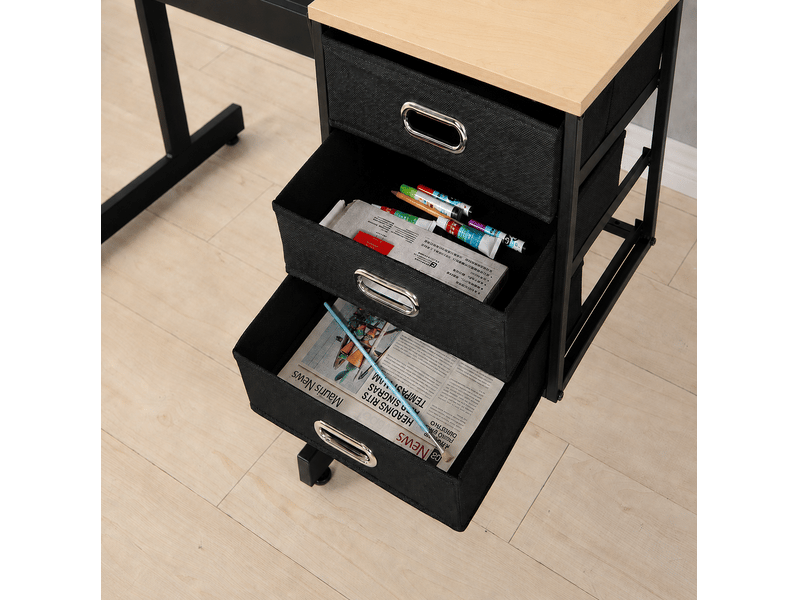  Table à dessin réglable érable avec tabouret et 3 tiroirs, plateau inclinable de 0 à 75 degrés  - Conforama D