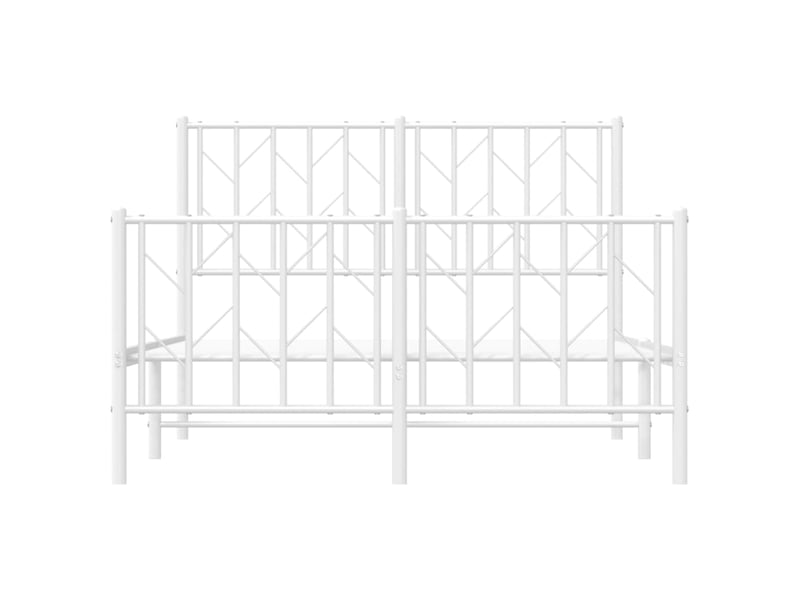 Lit double- lit adulte -  cadre de lit métal sans matelas et pied de lit blanc 120x190 cm  - Conforama D