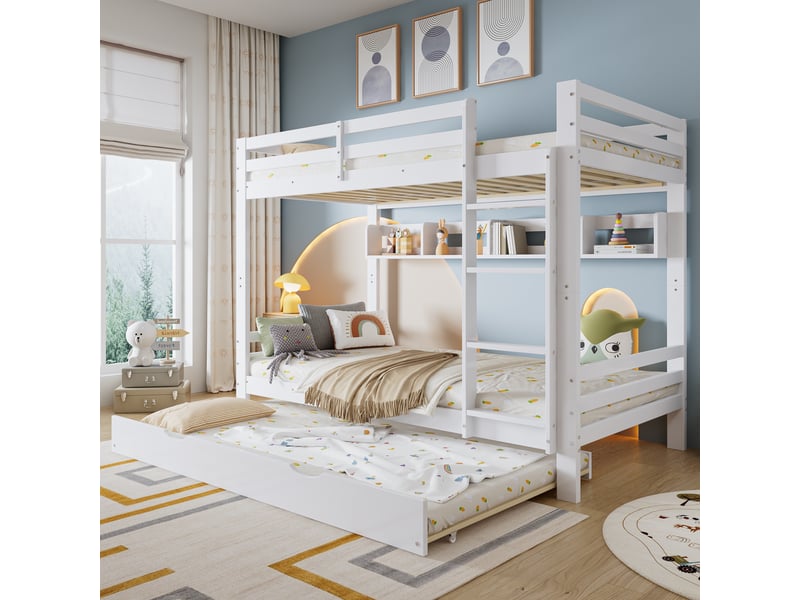  Lit superposé 90x200 cm coloris blanc pin lit enfant blanc - Conforama D