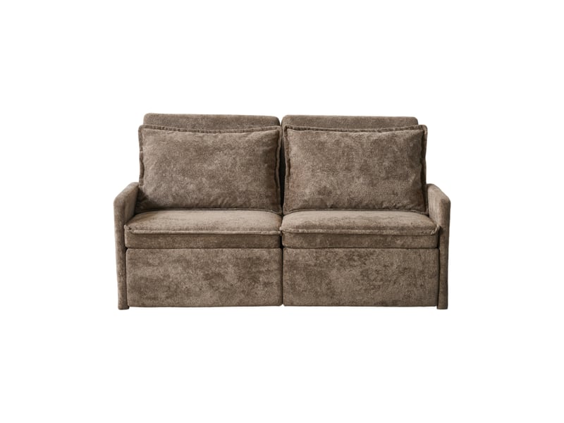  Canapé convertible 3-en-1 à dossier réglable 5 positions et ports usb  - poches latérales, chenille marron  - Conforama A