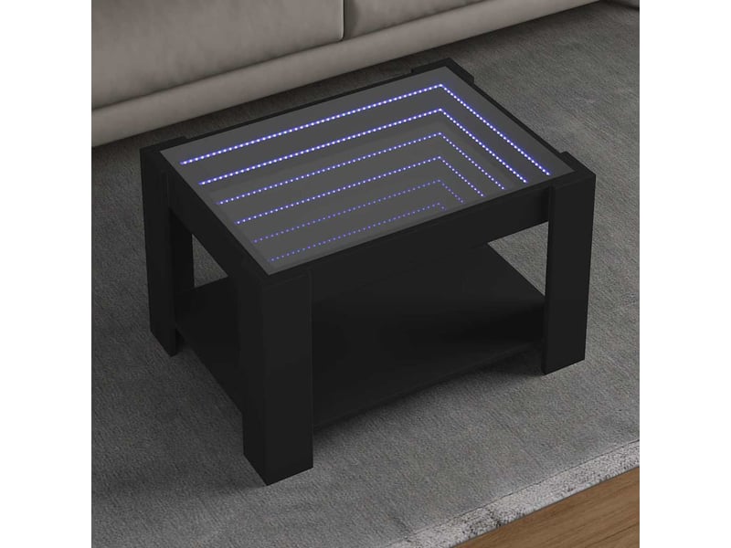  Table basse - table de salon - table à thé avec led noir 73x53x45 cm bois d'ingénierie  - Conforama B