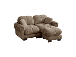 Canapé d'angle, canapé modulable – coussins inclus, marron, en chenille, 2 places, pouf amovible