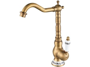 Robinet lavabo vintage robinet mitigeur evier cuisine avec poignée en céramique pivotant à 360° avec bec haut bronze