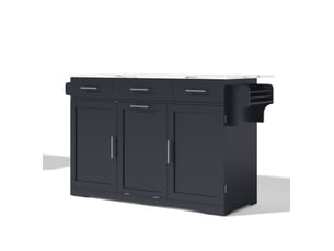 Desserte de cuisine 136x75x92 cm plateau rabattable mdf grise