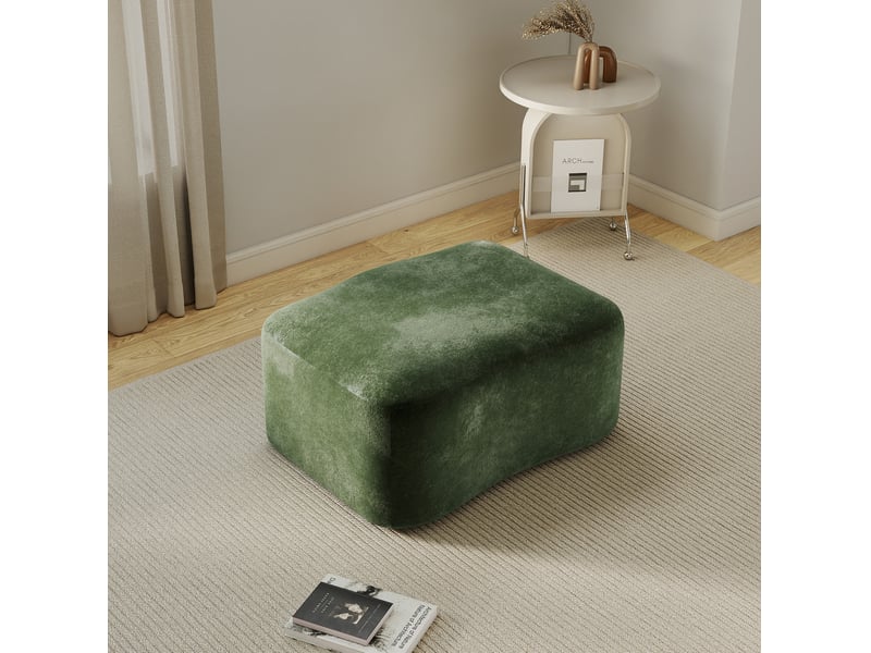  Repose-pied pouf modulaire avec mousse haute résilience sans cadre et revêtement en velours, vert, 96 × 69 × 45 cm  - Conforama D