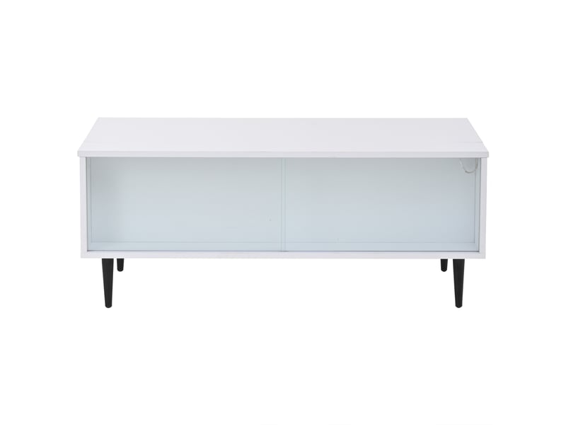  Table basse réglable en hauteur avec rangement caché et led – verre trempé 105 x 50 x 43 cm – moderne  - Conforama A