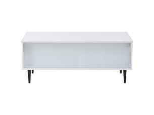 Table basse réglable en hauteur avec rangement caché et led – verre trempé 105 x 50 x 43 cm – moderne