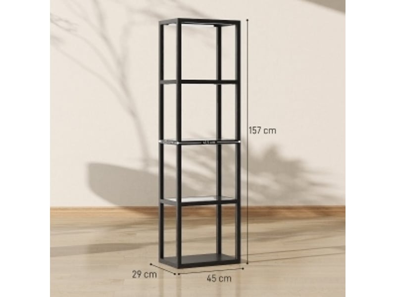  Lampadaire led rgb 45x29x157 cm à 4 niveaux bois noir  - Conforama E