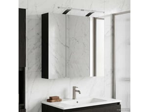 Amoire de salle de bain, meuble de salle de bain avec miroir chêne noir shl5250