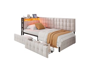 Lit banquette 90x200 cm <strong>SAPGAKS</strong> <strong></strong> coloris beige