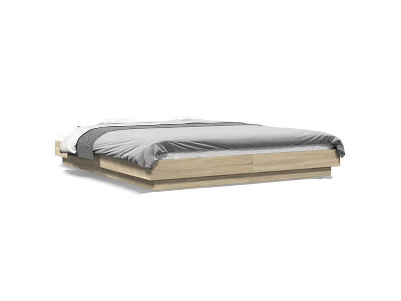  Lit double- lit adulte -  cadre de lit sans matelas chêne sonoma 150x200 cm  - Conforama A