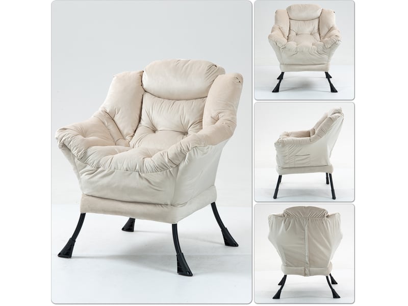  Fauteuil relax 75x80x85 cm poche latérale métal kaki  - Conforama C