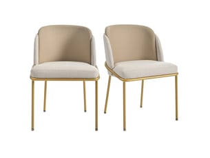 Lot de 2 chaises de salle à manger beige et kaki avec pieds réglables