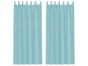 Lot de 2 rideaux en voile, voilages avec boucles turquoise 140x225 cm cf44333