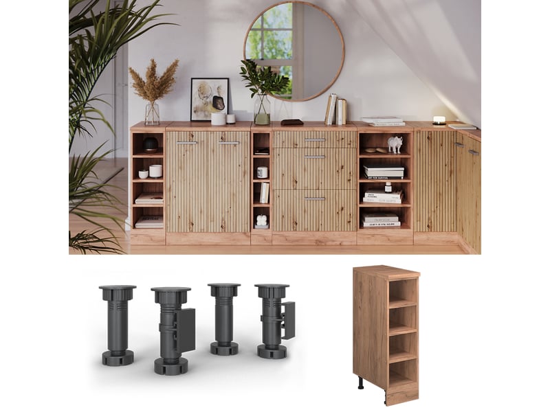  Vicco meuble sous pente, chêne doréchêne doré, 25x46cm sans pente, ouvert  - Conforama D