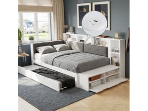 Lit gigogne 120x200 cm <strong>ELVMI</strong> <strong></strong> coloris blanc