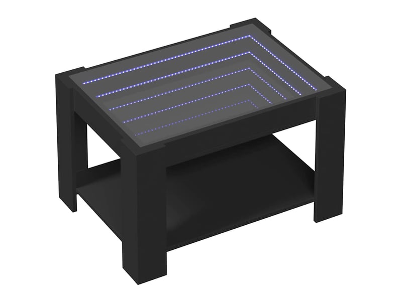 Table basse - table de salon - table à thé avec led noir 73x53x45 cm bois d'ingénierie - Conforama C