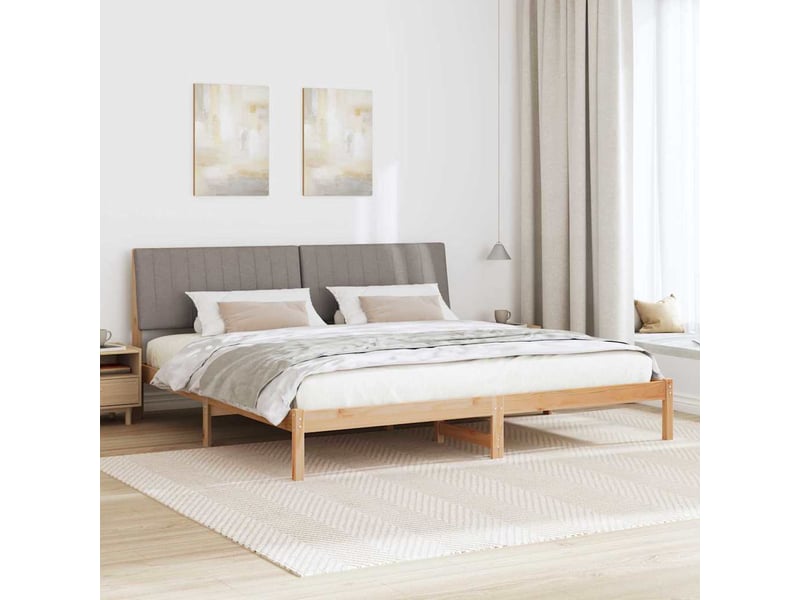  Lit double- lit adulte -  cadre de lit avec tête de lit marron 200 x 200 cm pin massif  - Conforama C