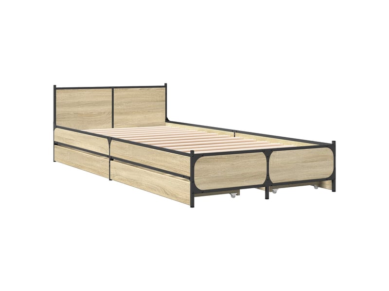  Lit simple- lit adulte -  cadre de lit avec tête de lit chêne sonoma 80 x 200 cm  - Conforama B