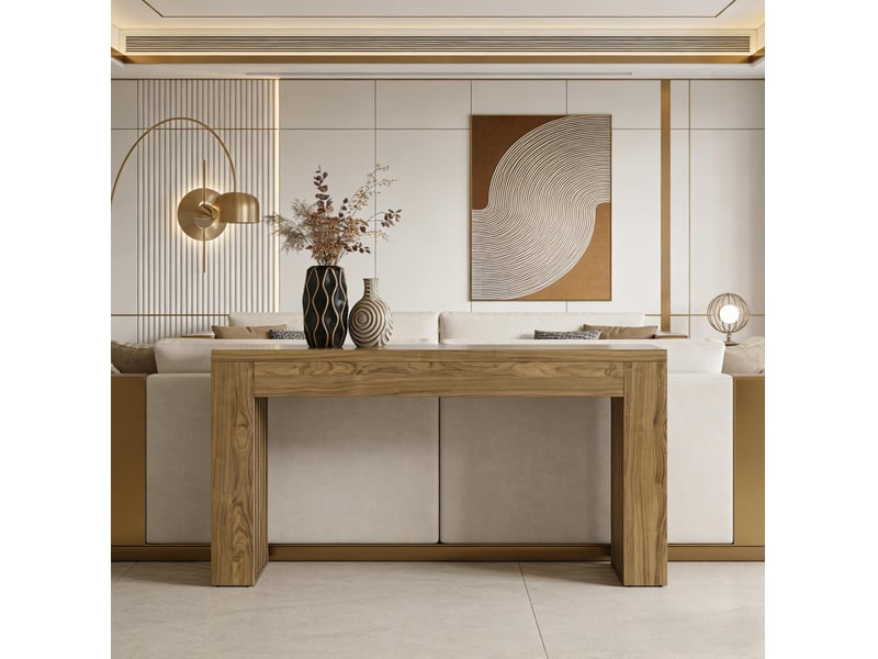 Table console 150x30x80 cm style campagne mdf marron - Conforama C