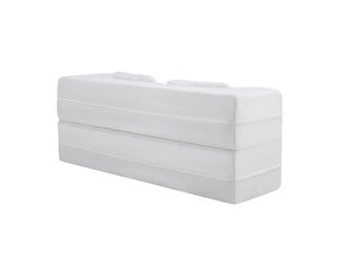 Canapé modulable blanc design moderne avec coussins, canapé lit pliable salon chambre, structure mousse haute densité et ressorts, sans montage requis