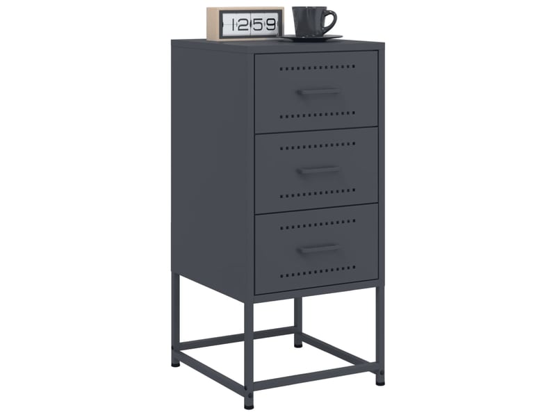  Lot de 2 tables de chevet - cabinet de chevet - table de nuit anthracite 36x39x78 cm acier  - Conforama B