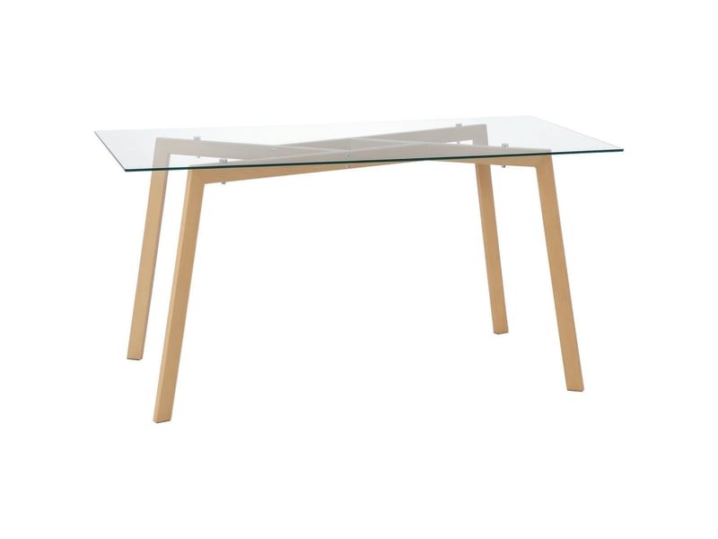  Table à manger rectangulaire pour 6 personnes en verre trempé et acier effet bois 835-837V01TP - Conforama D
