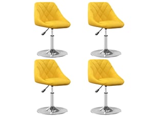 Lot de 4 chaises pivotantes à manger, chaises de cuisine jaune moutarde velours cf29958