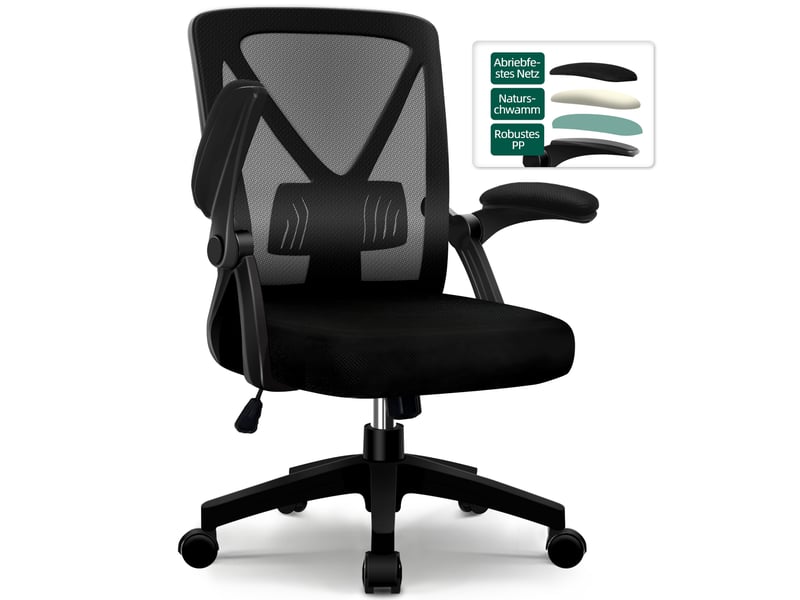  Chaise de bureau, chaise ergonomique pivotante maille respirante, accoudoirs rembourrés, hauteur10cm, dossier125°, charge150kg  - Conforama C