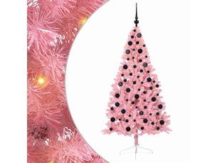 Sapin de noël, arbre de noël artificiel pré-éclairé rose 180 cm pvc cf61370