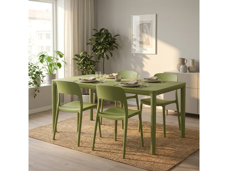  Lot de 2 chaises de salle à manger empilables numana - vert foncé  - Conforama B