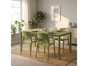 Lot de 2 chaises de salle à manger empilables numana - vert foncé