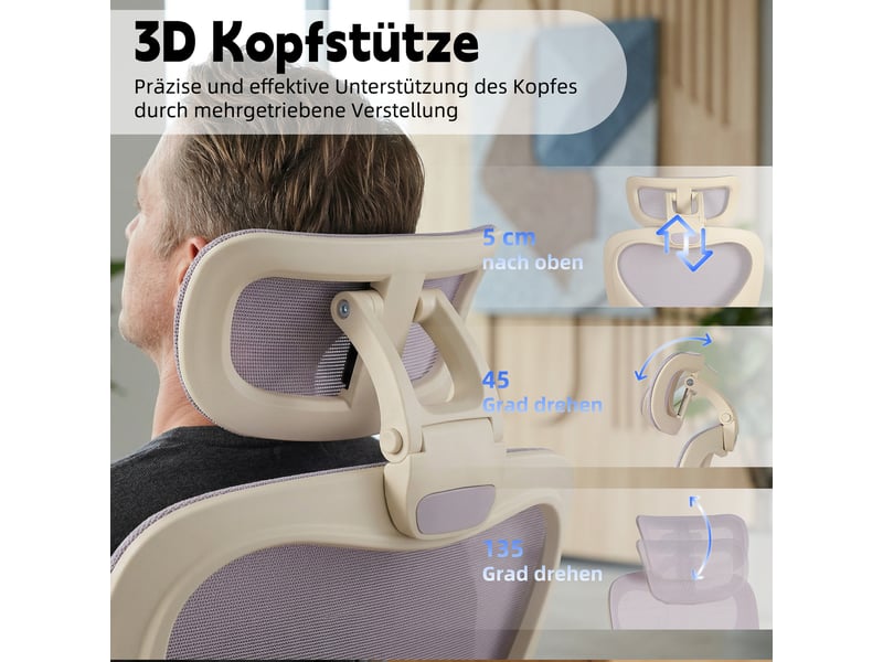 Chaise de bureau ergonomique pliante violette, soutien lombaire réglable pour petit espace - Conforama R