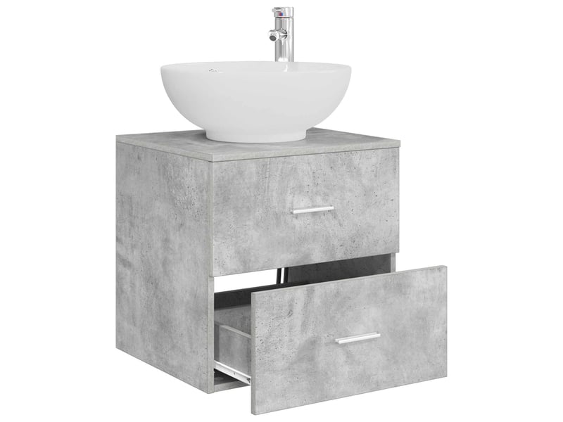  Vanité de lavabo mural, meuble de rangement gris béton 49.5x44.5x66.5 cm  - Conforama C