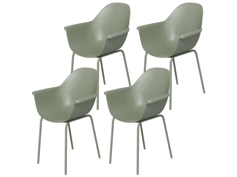 Lot de 4 chaises de jardin avec accoudoirs en plastique et métal vert - Conforama B
