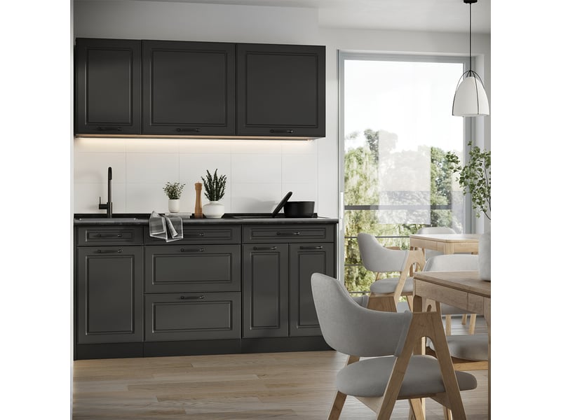 Vicco cuisine, anthracite campagneanthracite, 160cm plan de travail chêne doré - Conforama C