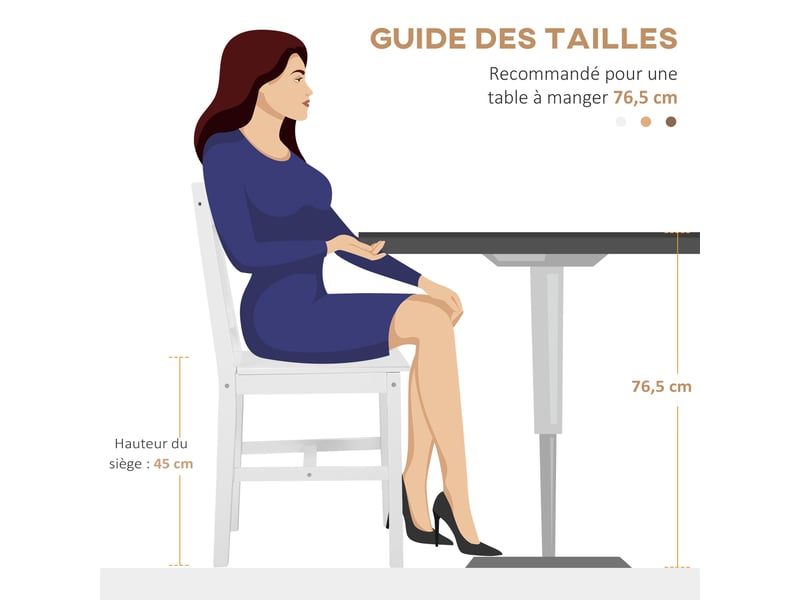  Lot de 2 chaises de salle à manger en bois massif chaise de cuisine dossier lattes campagne esprit blanc  - Conforama W